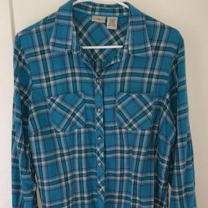L.L. Bean Blue Flannel Camp Shirt, S